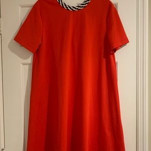Zara Red Orange Dress with Black and White Tie